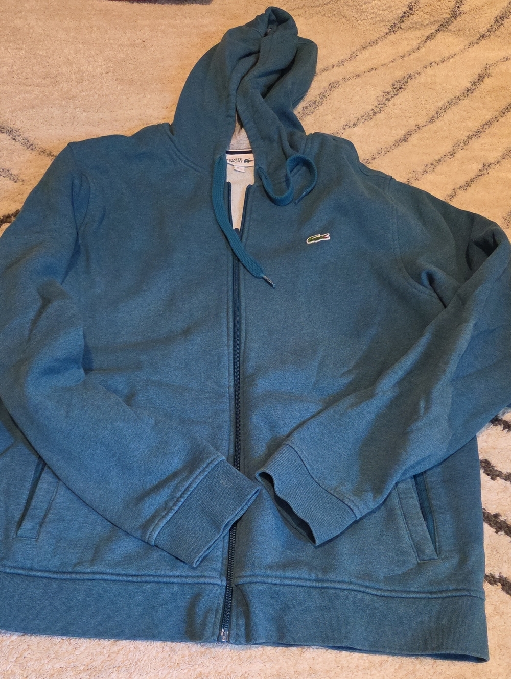 Lacoste Men's Blue/Teal Zip-Up Hooded Sweatshirt